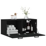 Dulap de perete, negru, 80×36,5×35 cm, lemn compozit