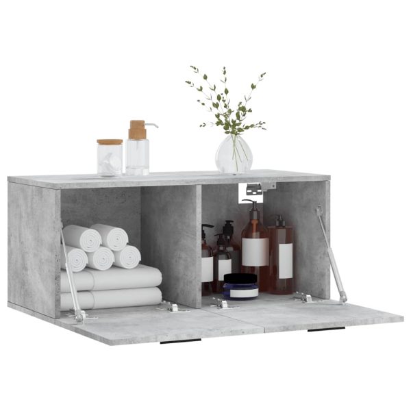 Dulap de perete, gri beton, 80×36,5×35 cm, lemn compozit