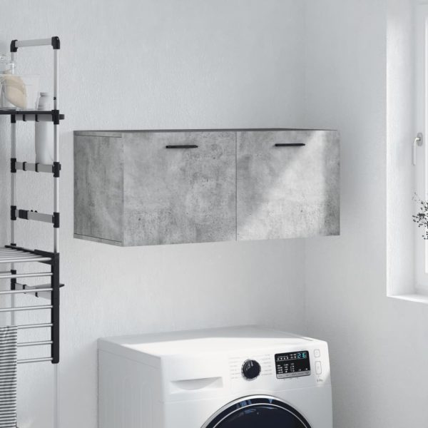 Dulap de perete, gri beton, 80×36,5×35 cm, lemn compozit