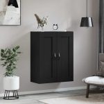 Dulap montat pe perete, negru, 69,5x34x90 cm, lemn prelucrat