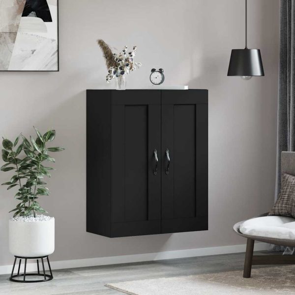 Dulap montat pe perete, negru, 69,5x34x90 cm, lemn prelucrat