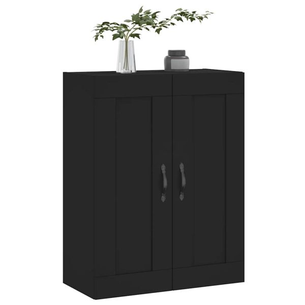 Dulap montat pe perete, negru, 69,5x34x90 cm, lemn prelucrat