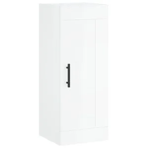 Dulap de perete, alb extralucios, 34,5x34x90 cm, lemn prelucrat