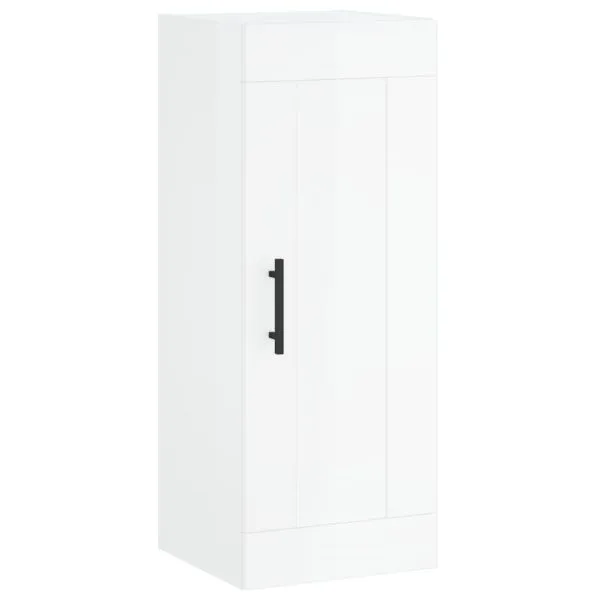 Dulap de perete, alb extralucios, 34,5x34x90 cm, lemn prelucrat