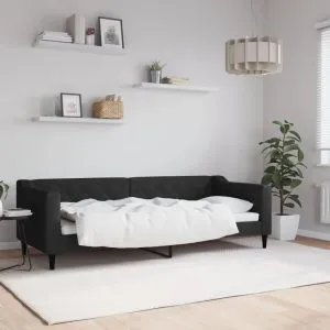 Pat de zi, negru, 80×200 cm, material textil
