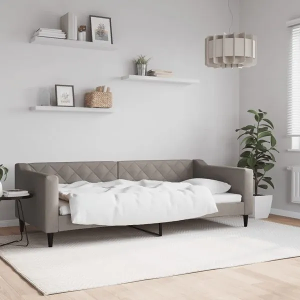 Pat de zi, gri taupe, 90×200 cm, material textil