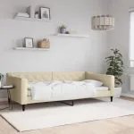 Cadru de pat, crem, 100 x 200 cm, material textil