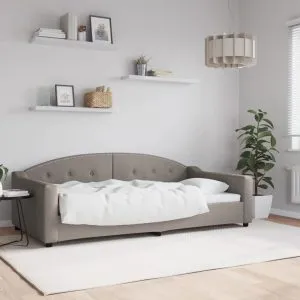 Cadru de pat, gri taupe, 100 x 200 cm, material textil