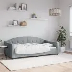Cadru de pat, gri deschis, 90×190 cm, material textil