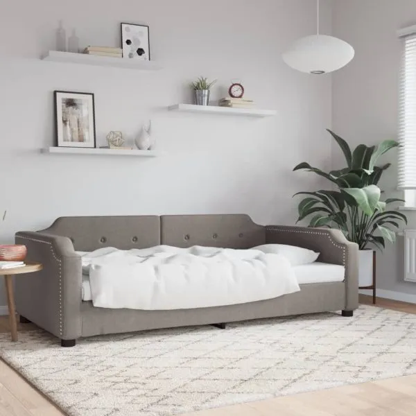 Pat de zi, gri taupe, 90×200 cm, material textil