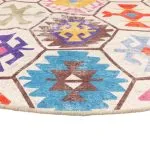 Covor lavabil, multicolor, Ø 120 cm, anti-alunecare