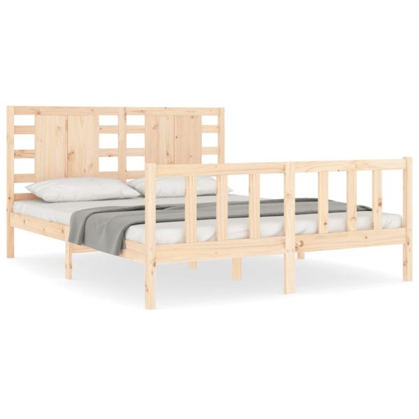 Cadru de pat cu tăblie, king size, lemn masiv