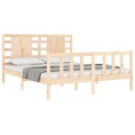 Cadru de pat cu tăblie, king size, lemn masiv