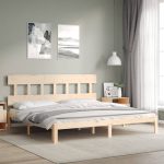 Cadru de pat cu tăblie Super King Size, lemn masiv