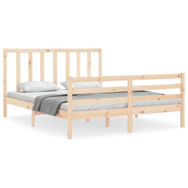 Cadru de pat cu tăblie, king size, lemn masiv