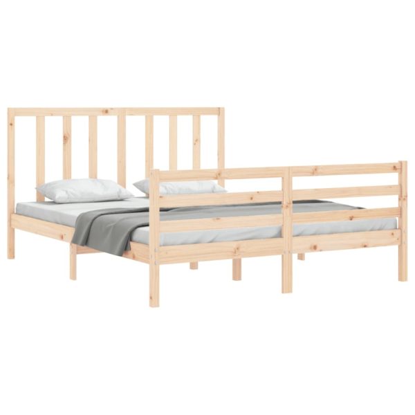Cadru de pat cu tăblie, king size, lemn masiv