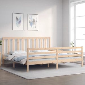 Cadru de pat cu tăblie Super King Size, lemn masiv