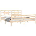 Cadru pat cu tăblie 200×200 cm, lemn masiv de pin