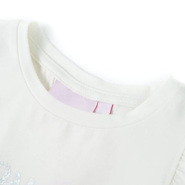 Tricou pentru copii cu mâneci cu volane, alb, 140