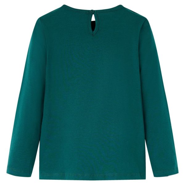 Tricou de copii cu mâneci lungi verde închis 140