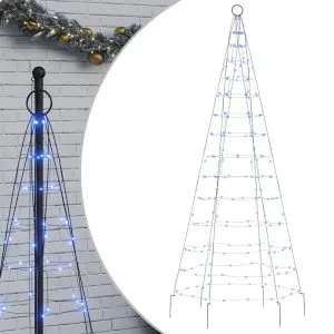 Pom de Crăciun LED pe stâlp 200 LED-uri Albastru 180 cm