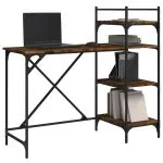 Birou pentru computer cu rafturi stejar fumuriu 120x47x109 cm