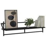 Rafturi de perete cu bare, 2 buc, negru, 100x25x30 cm