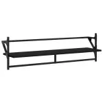 Rafturi de perete cu bare, 2 buc, negru, 100x25x30 cm