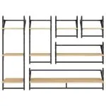 Set rafturi perete cu bare, 6 buc. stejar sonoma lemn prelucrat