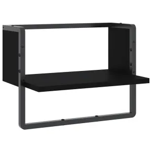 Raft de perete cu bare, negru, 40x25x30 cm