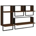 Set rafturi de perete cu bare, 4 buc., stejar maro, lemn