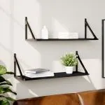 Dulapuri de perete, 2 buc., negru, 80x25x25,5 cm, lemn