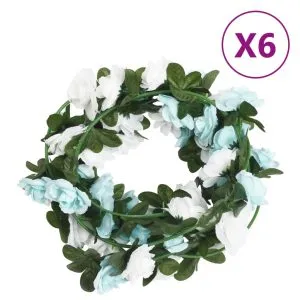 Ghirlande de flori de Crăciun, 6 buc., albastru/alb, 240 cm