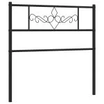 Tăblie de pat metalică, negru, 75 cm