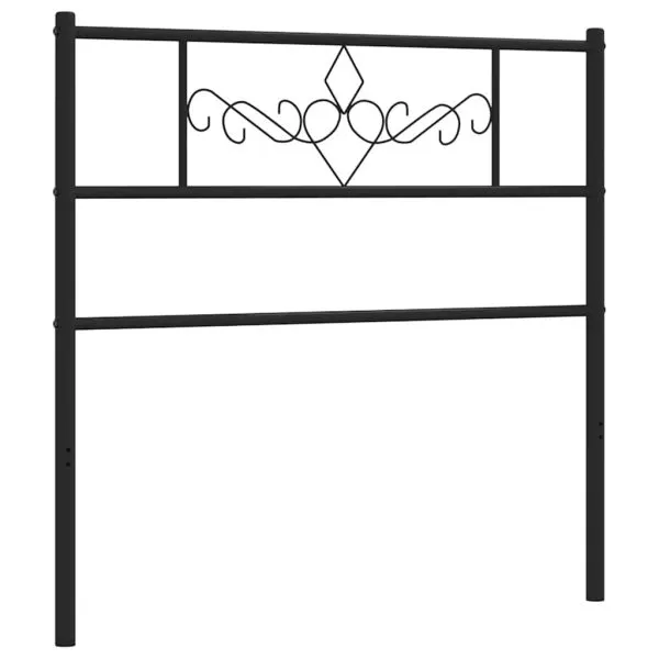 Tăblie de pat metalică, negru, 75 cm