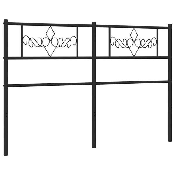 Tăblie de pat metalică, negru, 160 cm