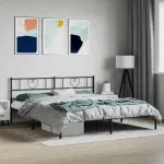 Cadru de pat metalic cu tăblie, negru, 180×200 cm