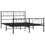 Cadru pat metalic cu tăblie de cap/picioare, negru, 120×190 cm