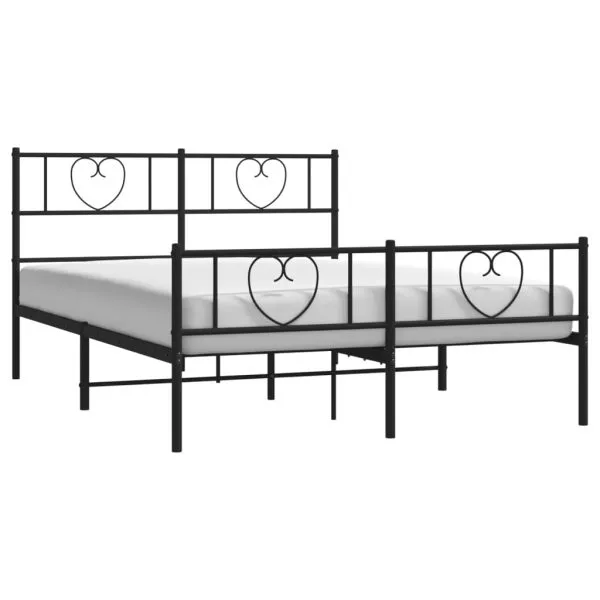 Cadru pat fără saltea, cu tăblie picioare negru 160x200cm metal