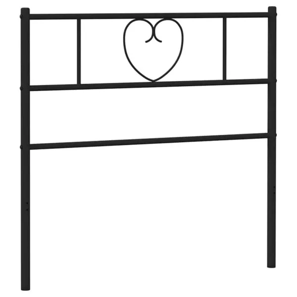 Tăblie de pat metalică, negru, 80 cm