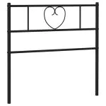 Tăblie de pat metalică, negru, 100 cm
