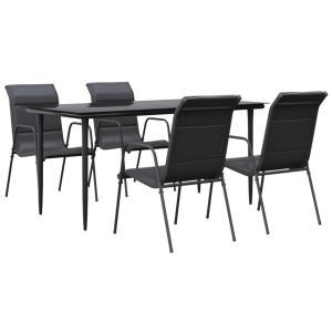 Set mobilier de grădină, 5 piese, negru, oțel și textilenă