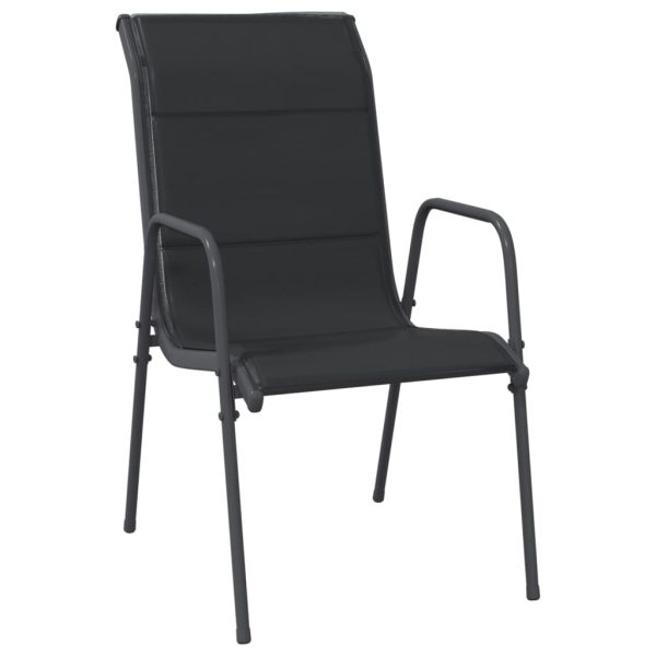 Set mobilier de grădină, 5 piese, negru, oțel și textilenă