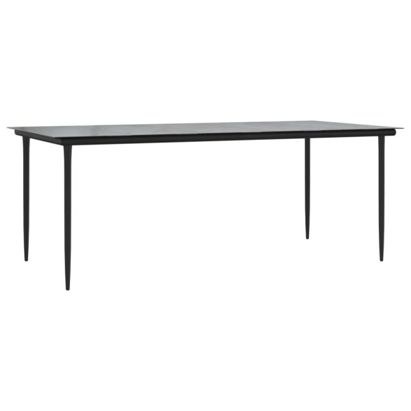 Set mobilier de grădină, 9 piese, negru, oțel și textilenă
