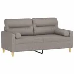 Canapea cu 2 locuri cu pernuțe, gri taupe, 140 cm, textil