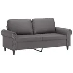 Canapea cu 2 locuri cu pernuțe, gri, 140 cm, piele ecologică