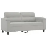 Canapea cu 2 locuri, cu perne, gri deschis, 140 cm, microfibră