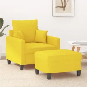 Fotoliu canapea cu taburet, galben deschis, 60 cm, textil
