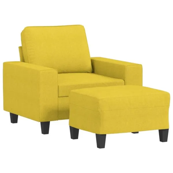 Fotoliu canapea cu taburet, galben deschis, 60 cm, textil