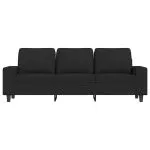 Canapea cu 3 locuri cu taburet, negru, 180 cm, material textil
